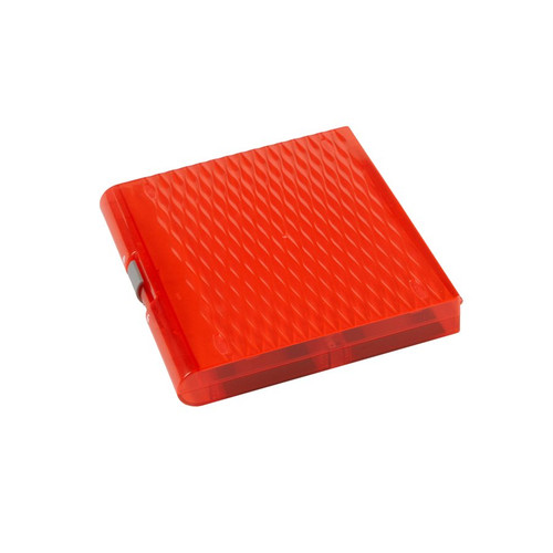 Red ABS/Polypropylene Translucent Microscope Slide Box with Foam Padding, Sliding Lock & Stacking Feet